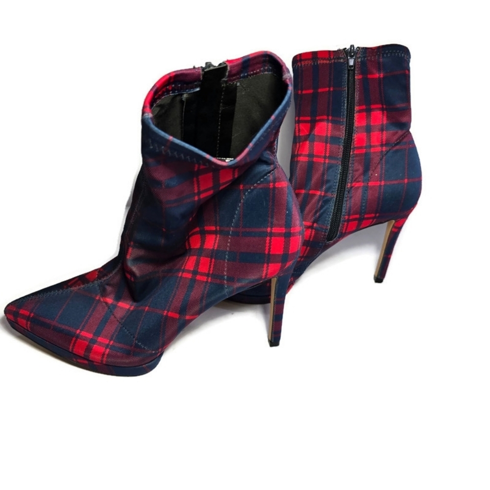 New York & Co Stiletto Boots Size 9 Parker Plaid Print Bootie Women Dress Shoes